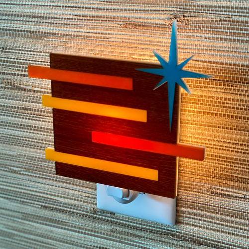 Mid‑Century Retro Plug‑In Wall Night Light Geometric Star Accent Ambient Lamp